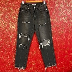 PISTOLA RIPPED DISTRESSED HIGH RISE FLY BUTTONS DENIM JEANS 26